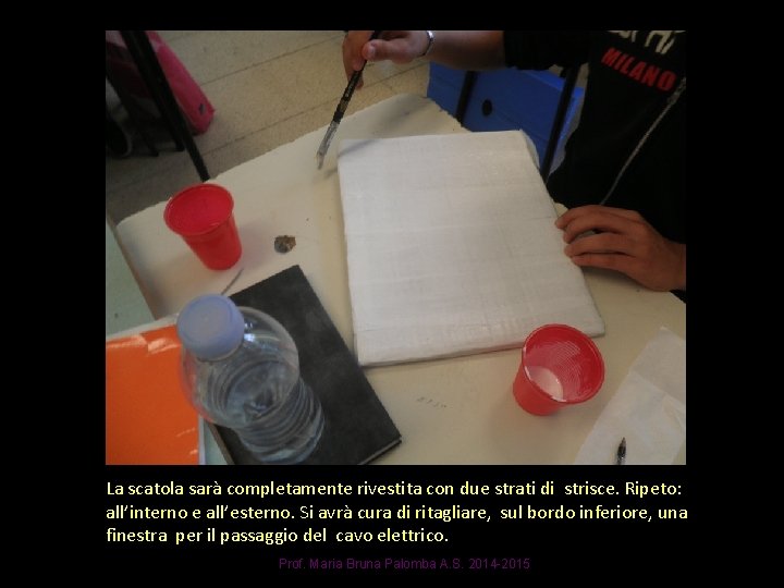 La scatola sarà completamente rivestita con due strati di strisce. Ripeto: all’interno e all’esterno.