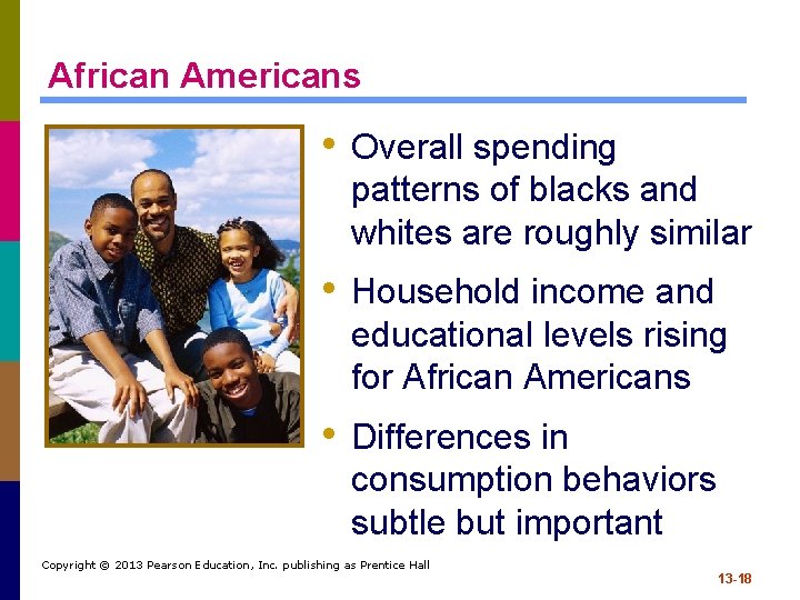 African Americans • Overall spending patterns of blacks and whites are roughly similar •