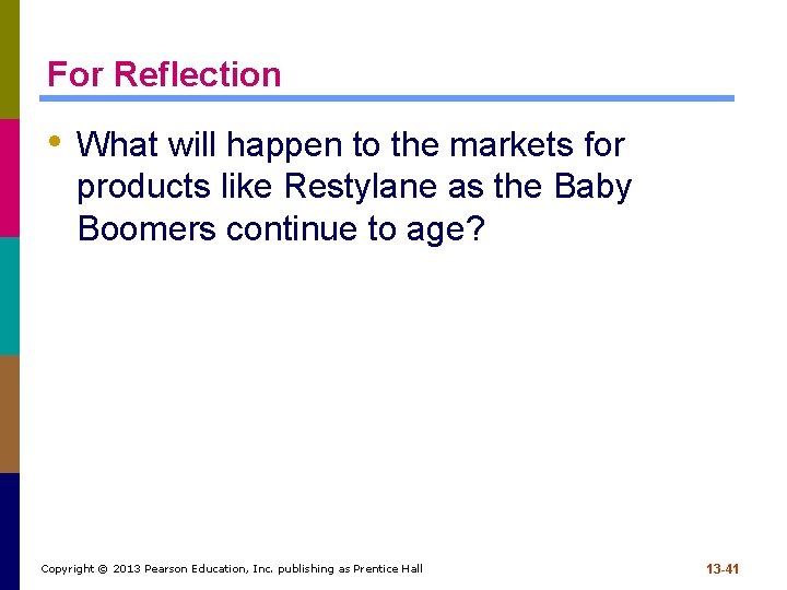 For Reflection • What will happen to the markets for products like Restylane as