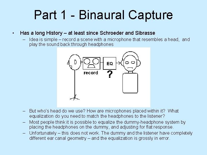 Part 1 - Binaural Capture • Has a long History – at least since