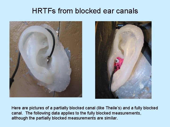 HRTFs from blocked ear canals Here are pictures of a partially blocked canal (like