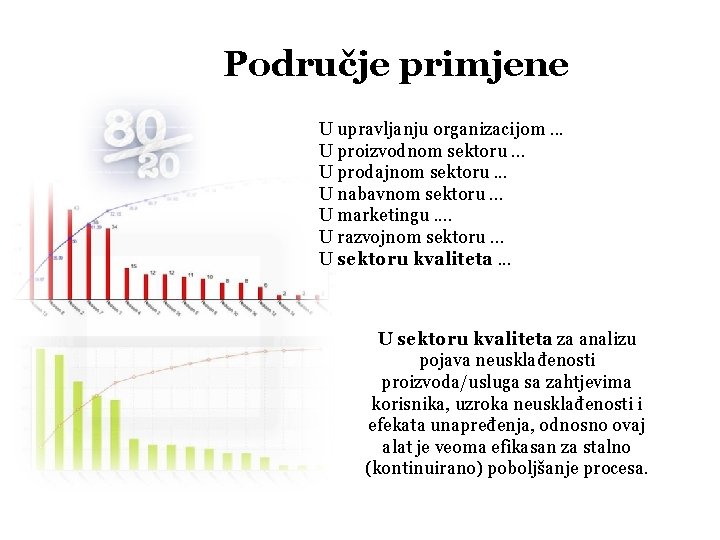 Područje primjene U upravljanju organizacijom. . . U proizvodnom sektoru. . . U prodajnom