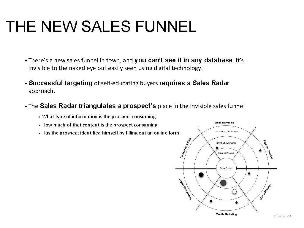 THE NEW SALES FUNNEL • There’s a new sales funnel in town, and you