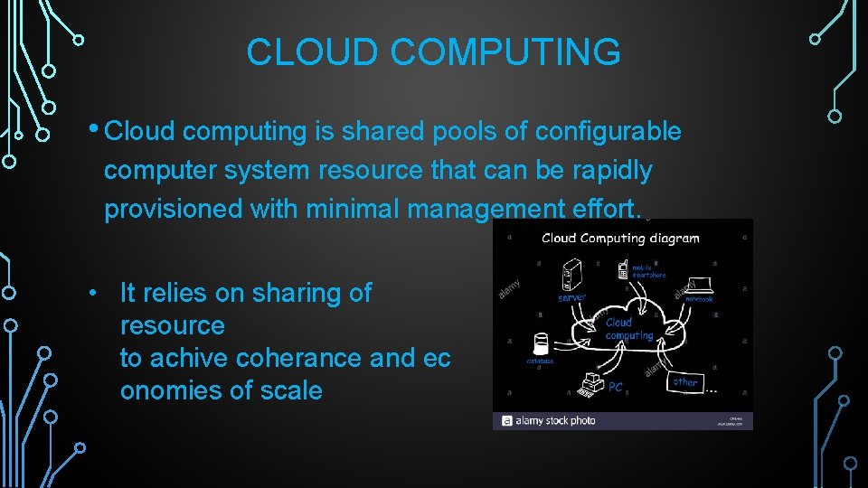 CLOUD COMPUTING • Cloud computing is shared pools of configurable computer system resource that