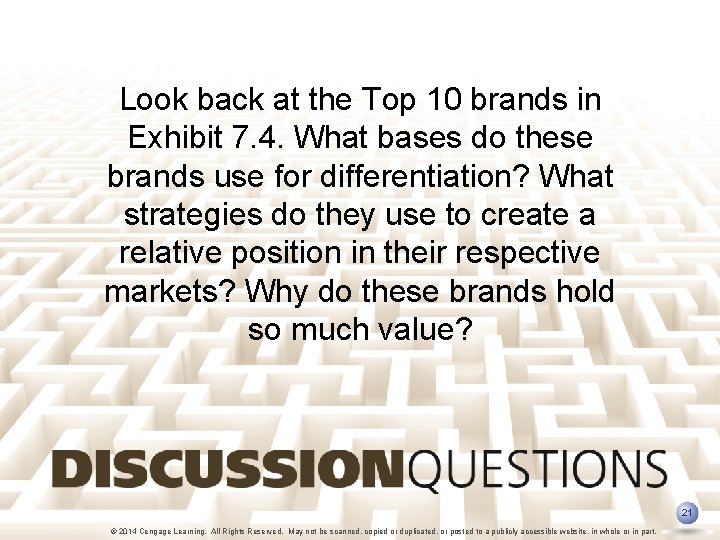 Look back at the Top 10 brands in Exhibit 7. 4. What bases do