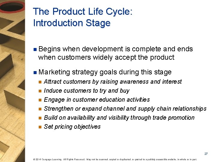 The Product Life Cycle: Introduction Stage n Begins when development is complete and ends