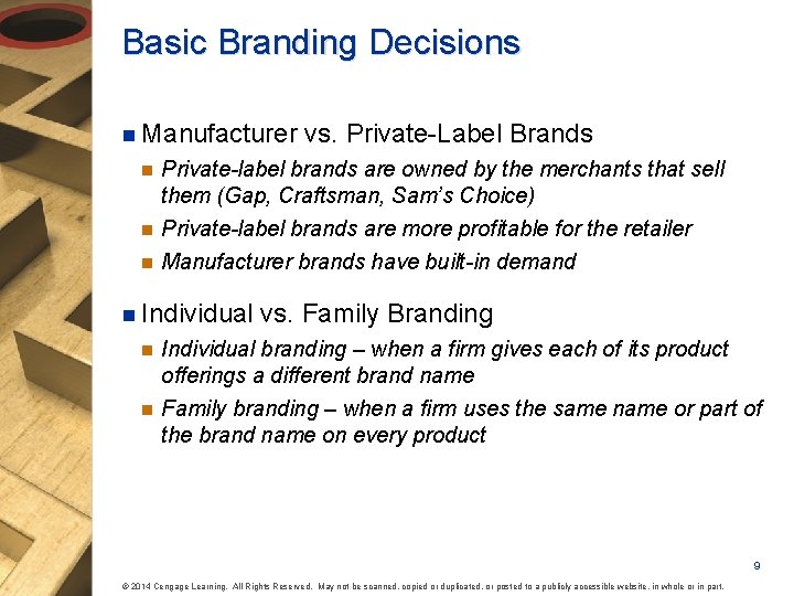 Basic Branding Decisions n Manufacturer n n n Private-label brands are owned by the