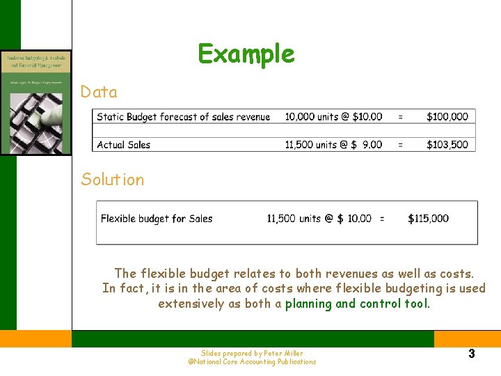 Example Data Solution The flexible budget relates to both revenues as well as costs.