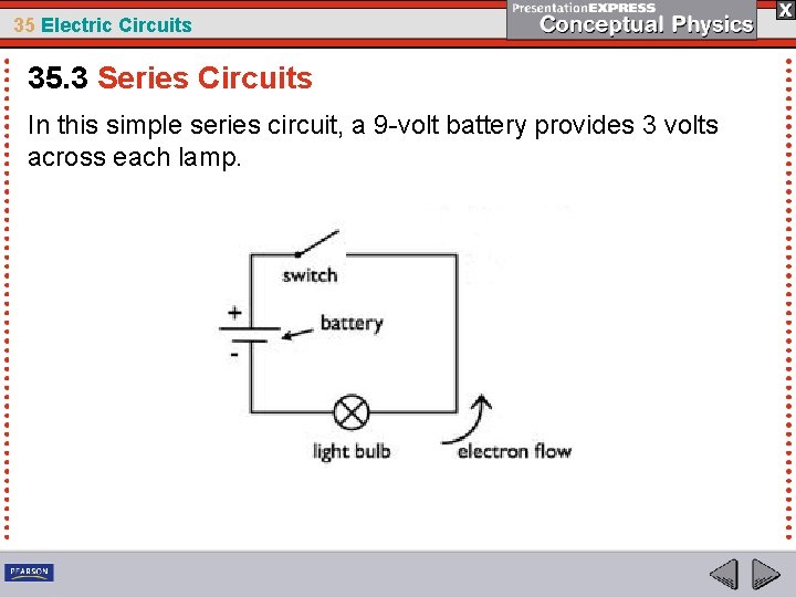 35 Electric Circuits 35. 3 Series Circuits In this simple series circuit, a 9