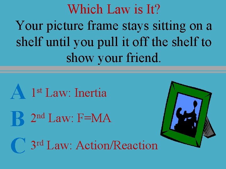 Which Law is It? Your picture frame stays sitting on a shelf until you