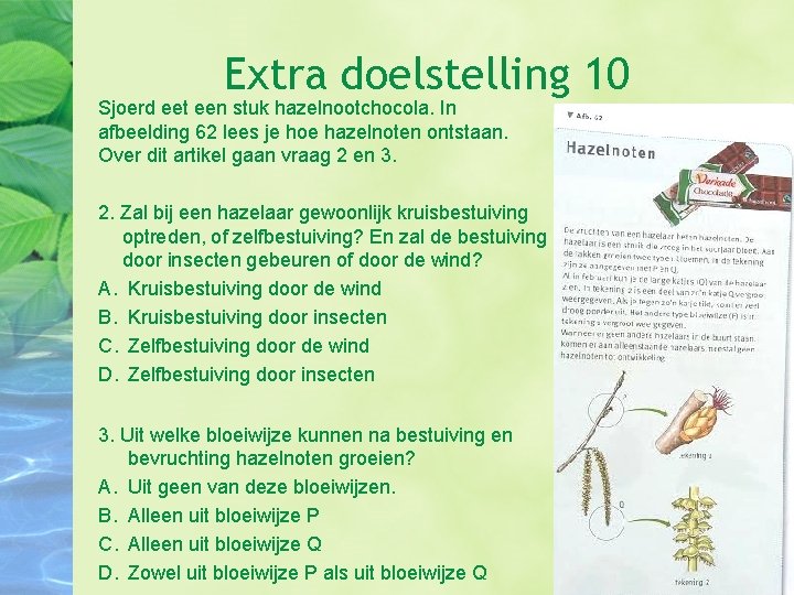 Extra doelstelling 10 Sjoerd eet een stuk hazelnootchocola. In afbeelding 62 lees je hoe