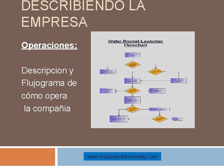 DESCRIBIENDO LA EMPRESA Operaciones: Descripcion y Flujograma de cómo opera la compañia www. Impulsandote.