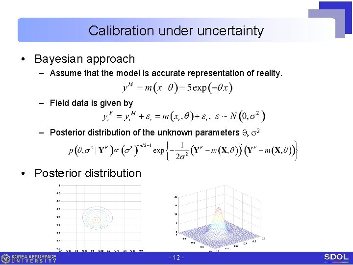 Calibration under uncertainty • Bayesian approach – Assume that the model is accurate representation