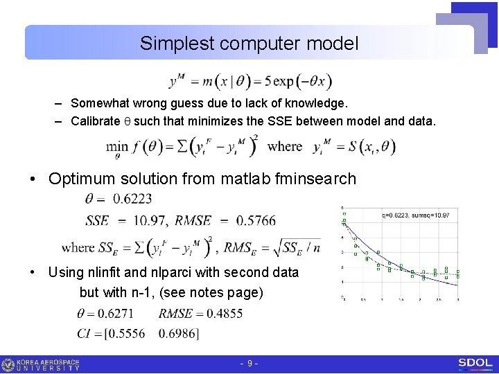 Simplest computer model – Somewhat wrong guess due to lack of knowledge. – Calibrate