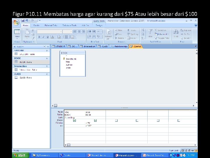 Figur P 10. 11 Membatas harga agar kurang dari $75 Atau lebih besar dari