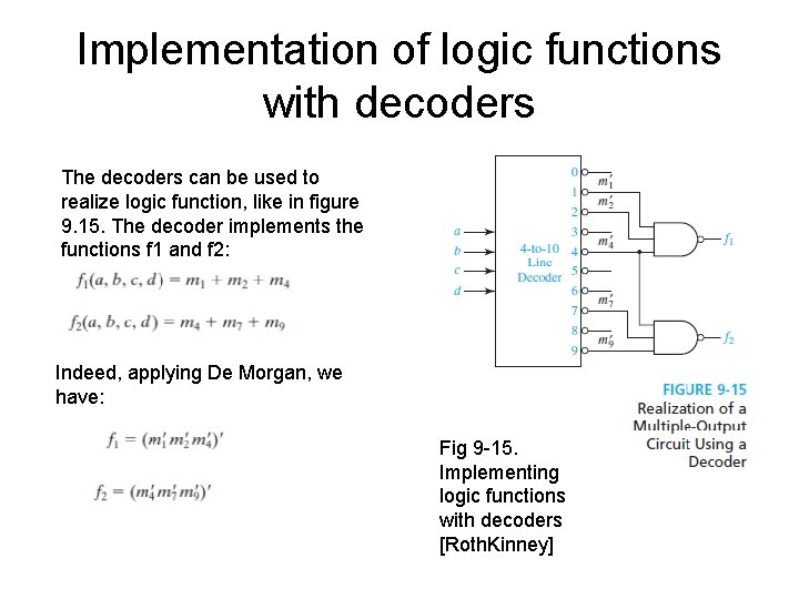 Implementation of logic functions with decoders The decoders can be used to realize logic Implementation of logic functions with decoders The decoders can be used to realize logic