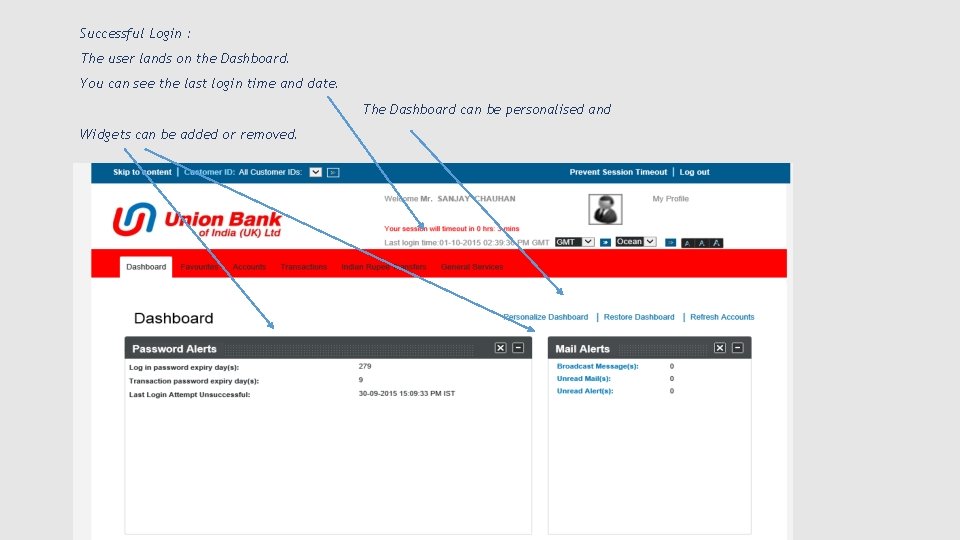 Successful Login : The user lands on the Dashboard. You can see the last
