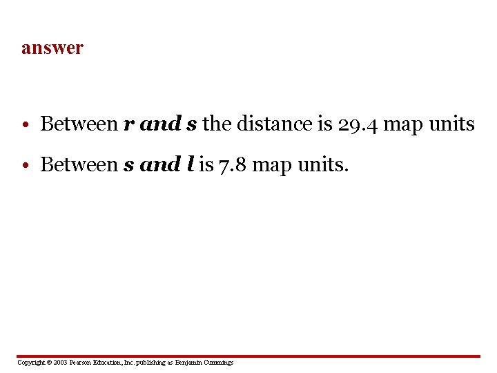 answer • Between r and s the distance is 29. 4 map units •