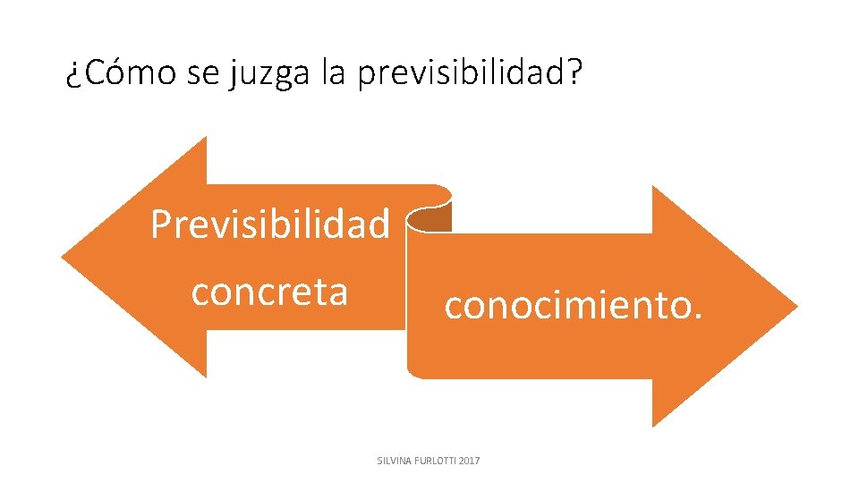 ¿Cómo se juzga la previsibilidad? Previsibilidad concreta conocimiento. SILVINA FURLOTTI 2017 