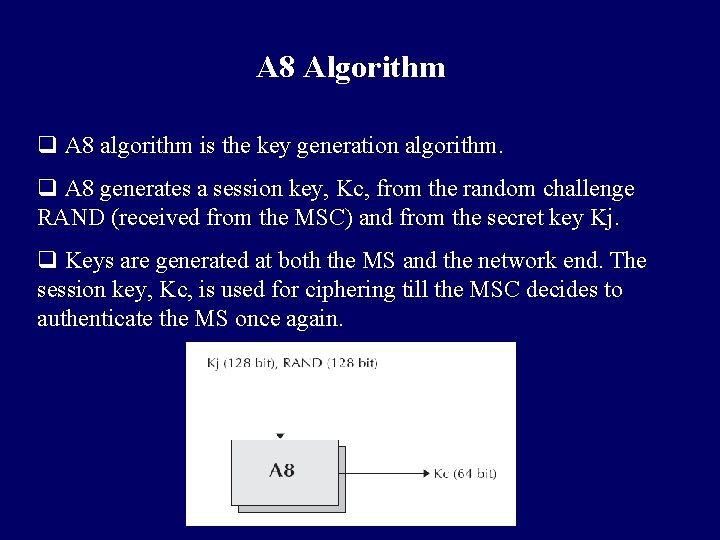 A 8 Algorithm q A 8 algorithm is the key generation algorithm. q A