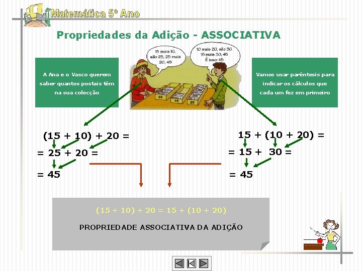 Matemática 5º Ano Propriedades da Adição - ASSOCIATIVA A Ana e o Vasco querem
