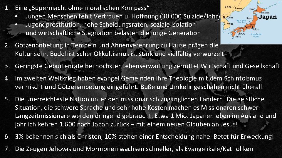 1. Eine „Supermacht ohne moralischen Kompass“ • Jungen Menschen fehlt Vertrauen u. Hoffnung (30.