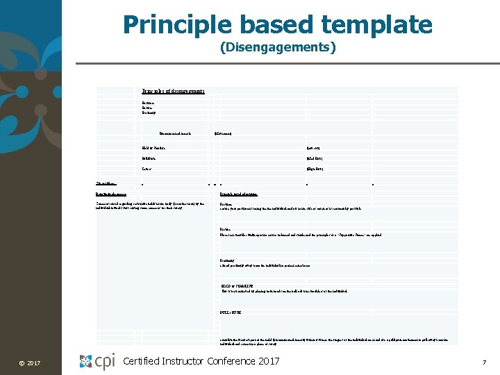 Principle based template (Disengagements) Principles of disengagemnts Position Posture Proximity Biomehancical benefit Clients Name: