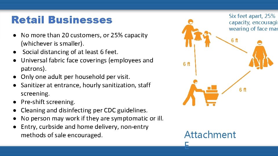 Retail Businesses No more than 20 customers, or 25% capacity (whichever is smaller). Social