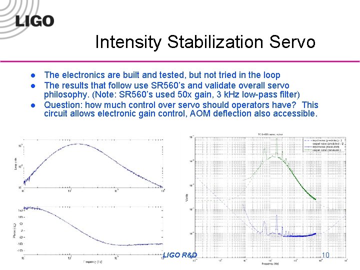 Intensity Stabilization Servo l l l The electronics are built and tested, but not