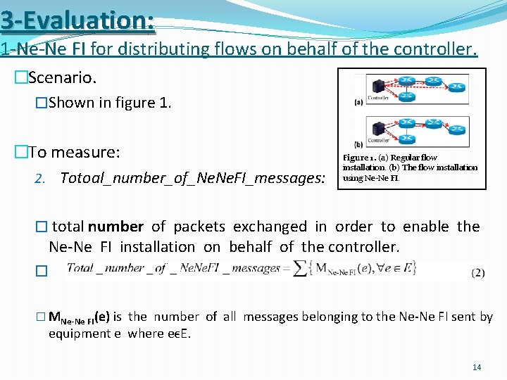 3 -Evaluation: 1 -Ne-Ne FI for distributing flows on behalf of the controller. �Scenario.