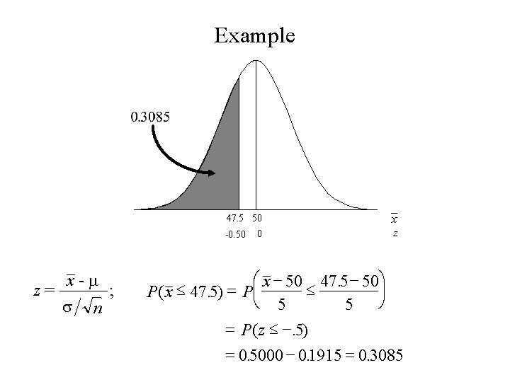Example 47. 5 50 -0. 50 z= x- s n ; x 0 æ
