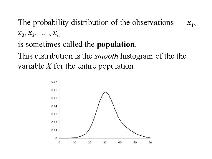 The probability distribution of the observations x 1, x 2, x 3, … ,