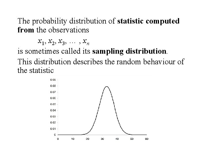 The probability distribution of statistic computed from the observations x 1, x 2, x