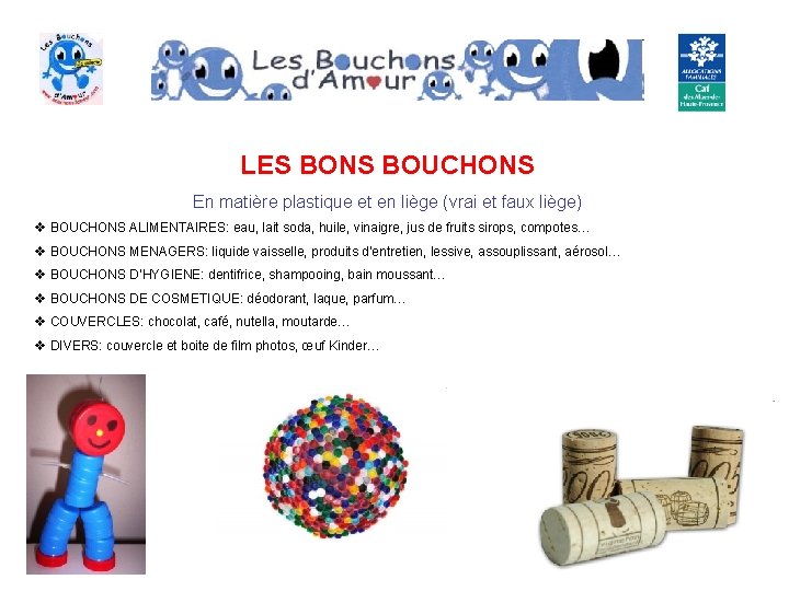 LES BONS BOUCHONS En matière plastique et en liège (vrai et faux liège) v