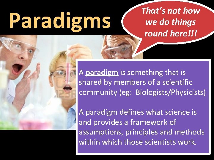 Paradigms That’s not how we do things round here!!! A paradigm is something that