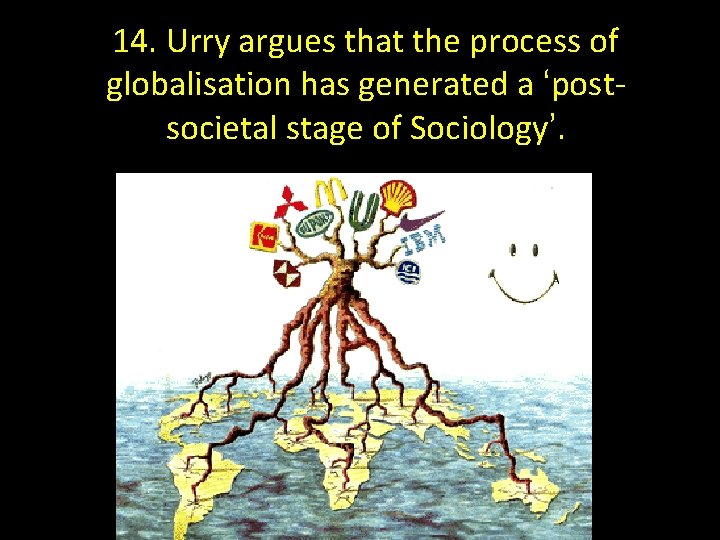 14. Urry argues that the process of globalisation has generated a ‘postsocietal stage of