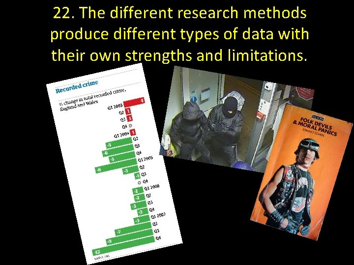 22. The different research methods produce different types of data with their own strengths