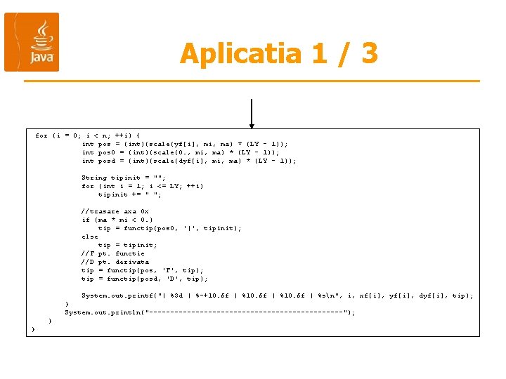 Aplicatia 1 / 3 for (i = 0; i < n; ++i) { int