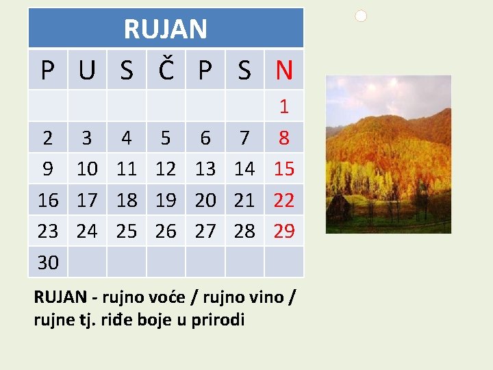 RUJAN P U S Č P S N 1 2 3 4 5 6