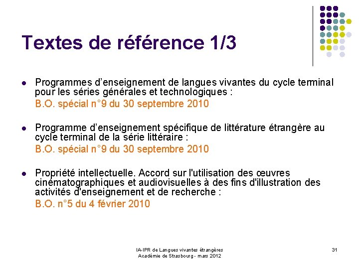 Textes de référence 1/3 l Programmes d’enseignement de langues vivantes du cycle terminal pour