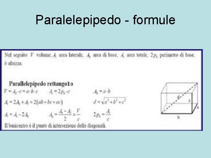 Paralelepipedo - formule 