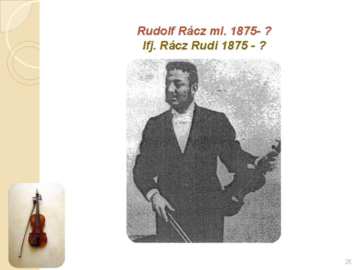 Rudolf Rácz ml. 1875 - ? Ifj. Rácz Rudi 1875 - ? 25 