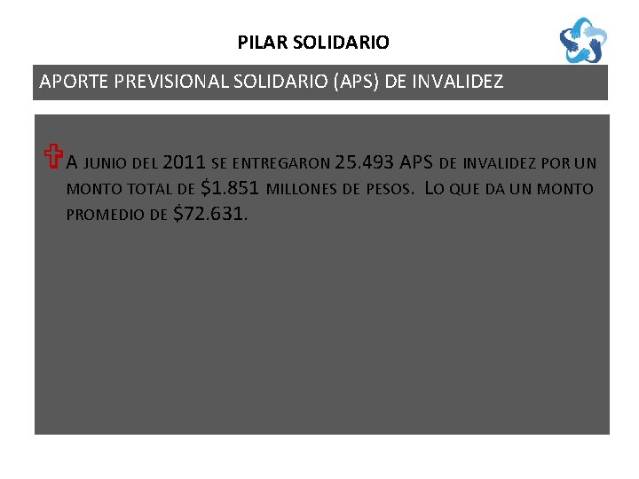 PILAR SOLIDARIO APORTE PREVISIONAL SOLIDARIO (APS) DE INVALIDEZ VA JUNIO DEL 2011 SE ENTREGARON