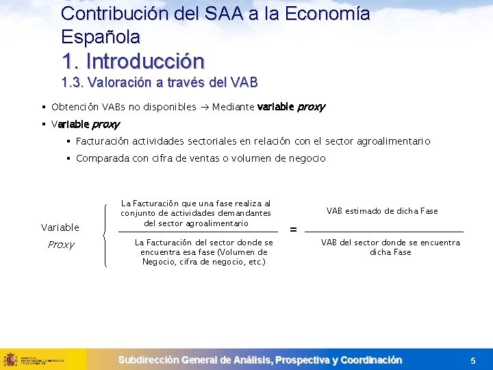 Contribución del SAA a la Economía Española 1. Introducción 1. 3. Valoración a través