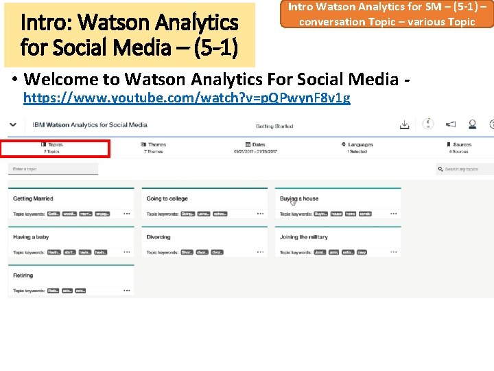 Intro: Watson Analytics for Social Media – (5 -1) Intro Watson Analytics for SM