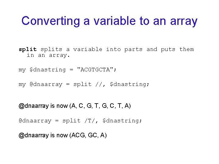 Converting a variable to an array splits a variable into parts and puts them