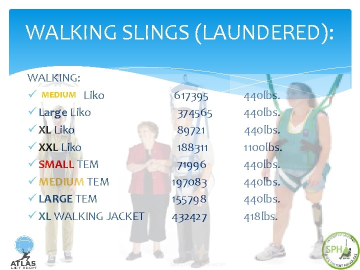 WALKING SLINGS (LAUNDERED): WALKING: MEDIUM Liko ü Medium ü Large Liko ü XL Liko