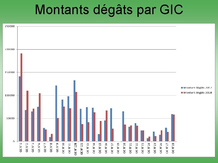 Montants dégâts par GIC 