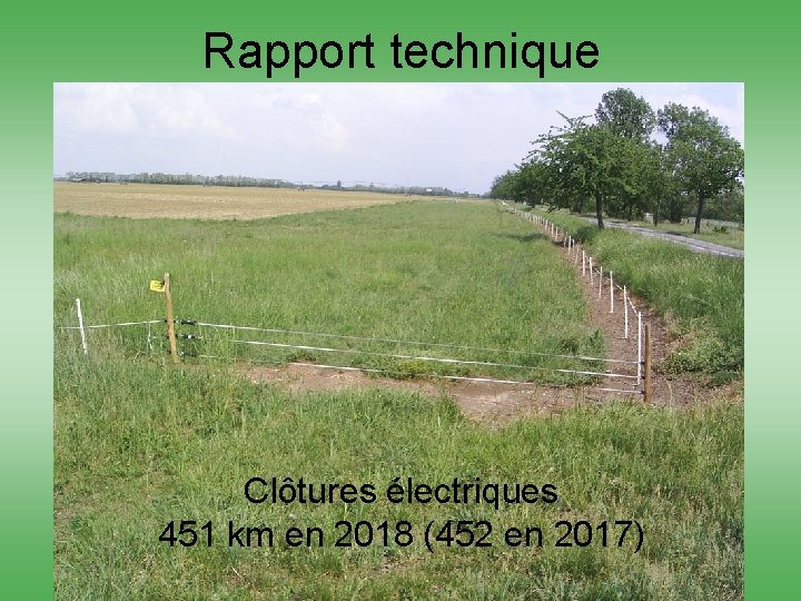 Rapport technique Clôtures électriques 451 km en 2018 (452 en 2017) 