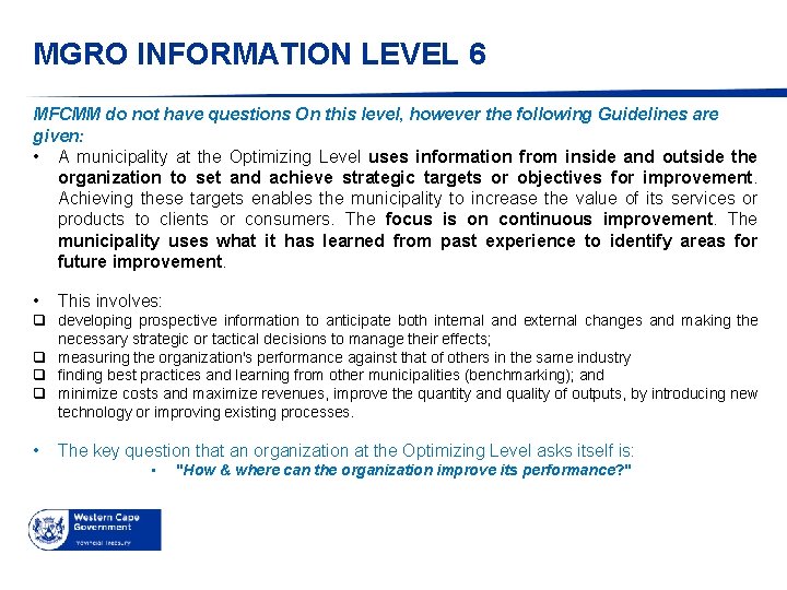 MGRO INFORMATION LEVEL 6 MFCMM do not have questions On this level, however the